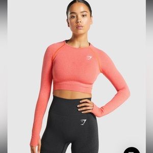 Gymshark Vital Seamless 2.0 Long Sleeve Crop Top - Orange Marl